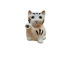Vintage Henriksen Japan Cat Tiger Stripe Kitty Kitten Ceramic Creamer Pitcher